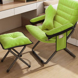 Modern Scandinavian Iron Frame Recliner - Upholstered, Curved Rectangular Backrest with Foldable Armrests for Living Room