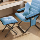 Modern Scandinavian Iron Frame Recliner - Upholstered, Curved Rectangular Backrest with Foldable Armrests for Living Room