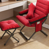 Modern Scandinavian Iron Frame Recliner - Upholstered, Curved Rectangular Backrest with Foldable Armrests for Living Room