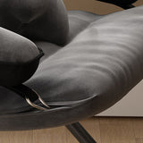 Modern Scandinavian Iron Frame Recliner - Upholstered, Curved Rectangular Backrest with Foldable Armrests for Living Room