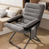 Modern Scandinavian Iron Frame Recliner - Upholstered, Curved Rectangular Backrest with Foldable Armrests for Living Room