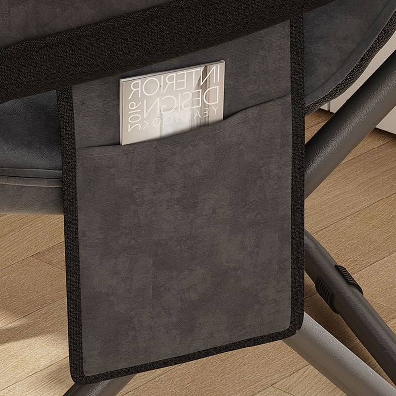 Modern Scandinavian Iron Frame Recliner - Upholstered, Curved Rectangular Backrest with Foldable Armrests for Living Room