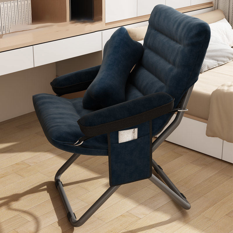 Modern Scandinavian Iron Frame Recliner - Upholstered, Curved Rectangular Backrest with Foldable Armrests for Living Room