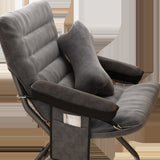 Modern Scandinavian Iron Frame Recliner - Upholstered, Curved Rectangular Backrest with Foldable Armrests for Living Room