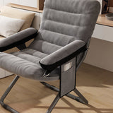 Modern Scandinavian Iron Frame Recliner - Upholstered, Curved Rectangular Backrest with Foldable Armrests for Living Room