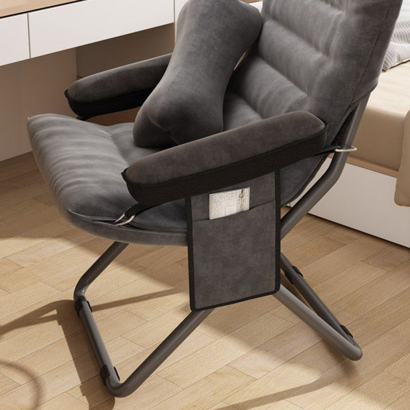 Modern Scandinavian Iron Frame Recliner - Upholstered, Curved Rectangular Backrest with Foldable Armrests for Living Room