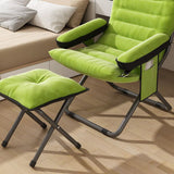 Modern Scandinavian Iron Frame Recliner - Upholstered, Curved Rectangular Backrest with Foldable Armrests for Living Room