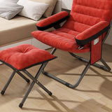Modern Scandinavian Iron Frame Recliner - Upholstered, Curved Rectangular Backrest with Foldable Armrests for Living Room