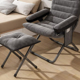 Modern Scandinavian Iron Frame Recliner - Upholstered, Curved Rectangular Backrest with Foldable Armrests for Living Room