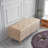 Modern Velvet Upholstered Storage Bench - Minimalist, Backless, Metal Rectangular Frame for Entryway