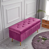 Modern Velvet Upholstered Storage Bench - Minimalist, Backless, Metal Rectangular Frame for Entryway