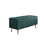 Modern Velvet Upholstered Storage Bench - Minimalist, Backless, Metal Rectangular Frame for Entryway
