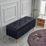 Modern Velvet Upholstered Storage Bench - Minimalist, Backless, Metal Rectangular Frame for Entryway