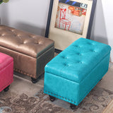 Nordic-Style Contemporary Wood Storage Bench with PU Leather Upholstery – Rectangular, for Living Room