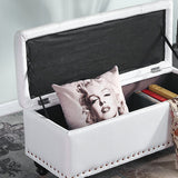 Nordic-Style Contemporary Wood Storage Bench with PU Leather Upholstery – Rectangular, for Living Room