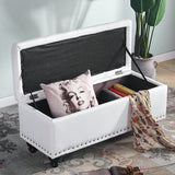 Nordic-Style Contemporary Wood Storage Bench with PU Leather Upholstery – Rectangular, for Living Room