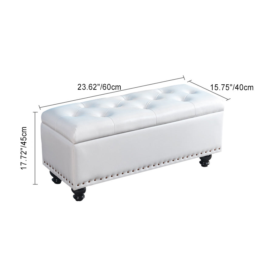 Nordic-Style Contemporary Wood Storage Bench with PU Leather Upholstery – Rectangular, for Living Room