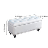 Nordic-Style Contemporary Wood Storage Bench with PU Leather Upholstery – Rectangular, for Living Room