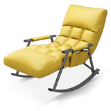 Nordic Contemporary Fabric-Upholstered Rocking Chair with Curved Back and Armrests, Metal Frame for Living Room