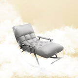 Nordic Contemporary Fabric-Upholstered Rocking Chair with Curved Back and Armrests, Metal Frame for Living Room