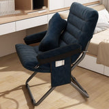 Contemporary Nordic Velvet Curved Cushion Recliner with Adjustable Backrest and Built-in Storage Bag – Perfect Living Room Chair