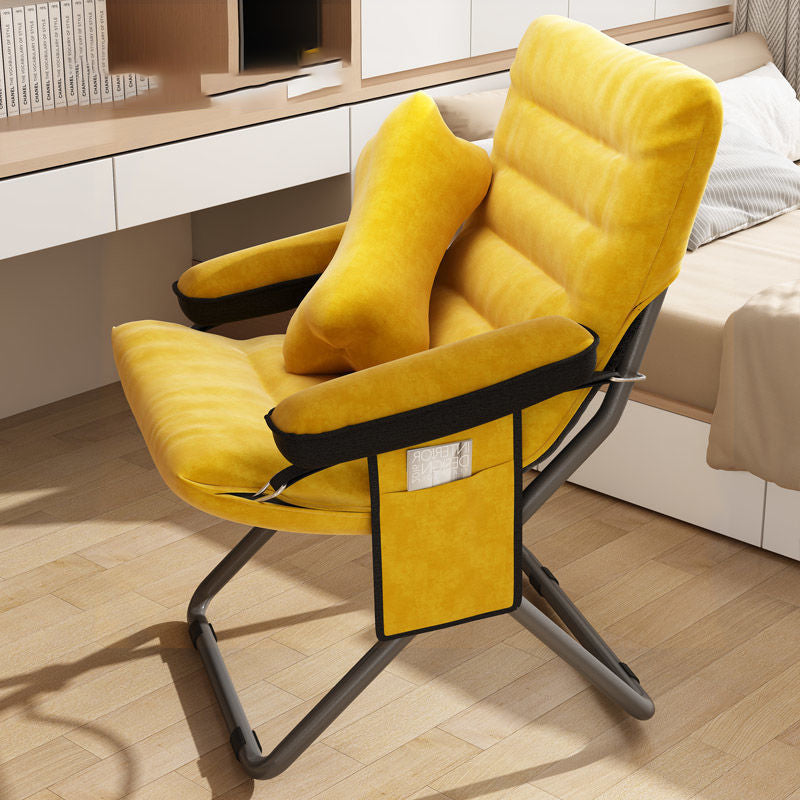 Contemporary Nordic Velvet Curved Cushion Recliner with Adjustable Backrest and Built-in Storage Bag – Perfect Living Room Chair