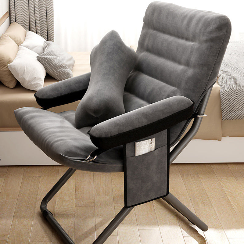 Contemporary Nordic Velvet Curved Cushion Recliner with Adjustable Backrest and Built-in Storage Bag – Perfect Living Room Chair