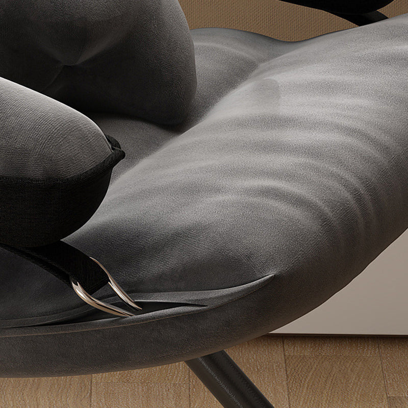 Contemporary Nordic Velvet Curved Cushion Recliner with Adjustable Backrest and Built-in Storage Bag – Perfect Living Room Chair