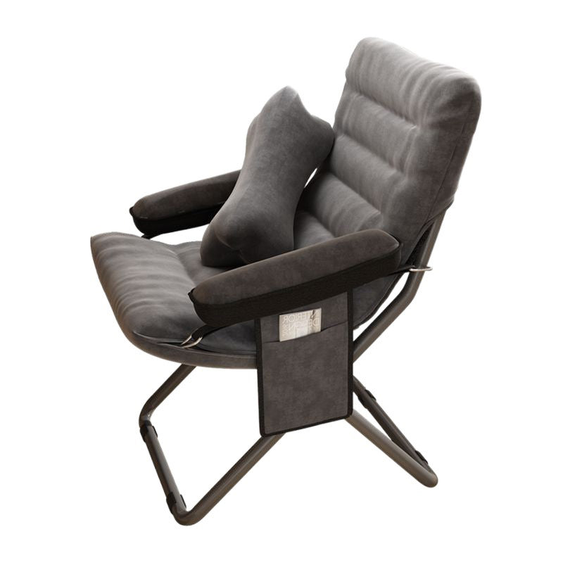Contemporary Nordic Velvet Curved Cushion Recliner with Adjustable Backrest and Built-in Storage Bag – Perfect Living Room Chair
