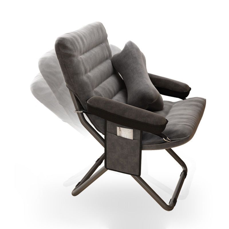Contemporary Nordic Velvet Curved Cushion Recliner with Adjustable Backrest and Built-in Storage Bag – Perfect Living Room Chair