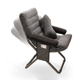 Contemporary Nordic Velvet Curved Cushion Recliner with Adjustable Backrest and Built-in Storage Bag – Perfect Living Room Chair