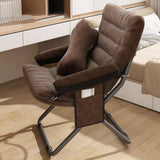 Contemporary Nordic Velvet Curved Cushion Recliner with Adjustable Backrest and Built-in Storage Bag – Perfect Living Room Chair