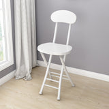 Sleek Contemporary Round Faux Leather Folding Chair with Carbon Steel Frame, Backrest & Footrest for Living Room