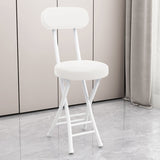 Sleek Contemporary Round Faux Leather Folding Chair with Carbon Steel Frame, Backrest & Footrest for Living Room