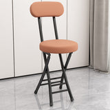 Sleek Contemporary Round Faux Leather Folding Chair with Carbon Steel Frame, Backrest & Footrest for Living Room
