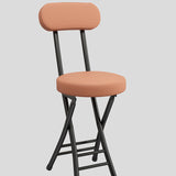 Sleek Contemporary Round Faux Leather Folding Chair with Carbon Steel Frame, Backrest & Footrest for Living Room