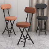 Sleek Contemporary Round Faux Leather Folding Chair with Carbon Steel Frame, Backrest & Footrest for Living Room