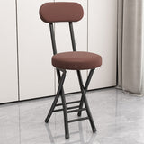 Sleek Contemporary Round Faux Leather Folding Chair with Carbon Steel Frame, Backrest & Footrest for Living Room