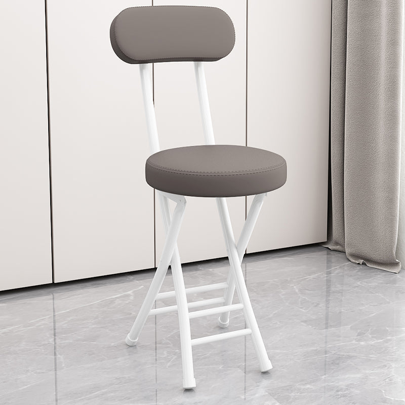 Sleek Contemporary Round Faux Leather Folding Chair with Carbon Steel Frame, Backrest & Footrest for Living Room