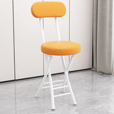 Sleek Contemporary Round Faux Leather Folding Chair with Carbon Steel Frame, Backrest & Footrest for Living Room