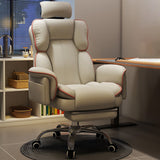 Luxurious Contemporary Gaming Chair with Faux Leather Upholstery and Square Fabric Detail, Adjustable Backrest and Footrest — Ideal for Study