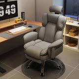 Luxurious Contemporary Gaming Chair with Faux Leather Upholstery and Square Fabric Detail, Adjustable Backrest and Footrest — Ideal for Study