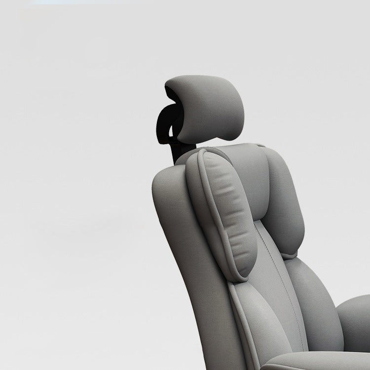 Luxurious Contemporary Gaming Chair with Faux Leather Upholstery and Square Fabric Detail, Adjustable Backrest and Footrest — Ideal for Study