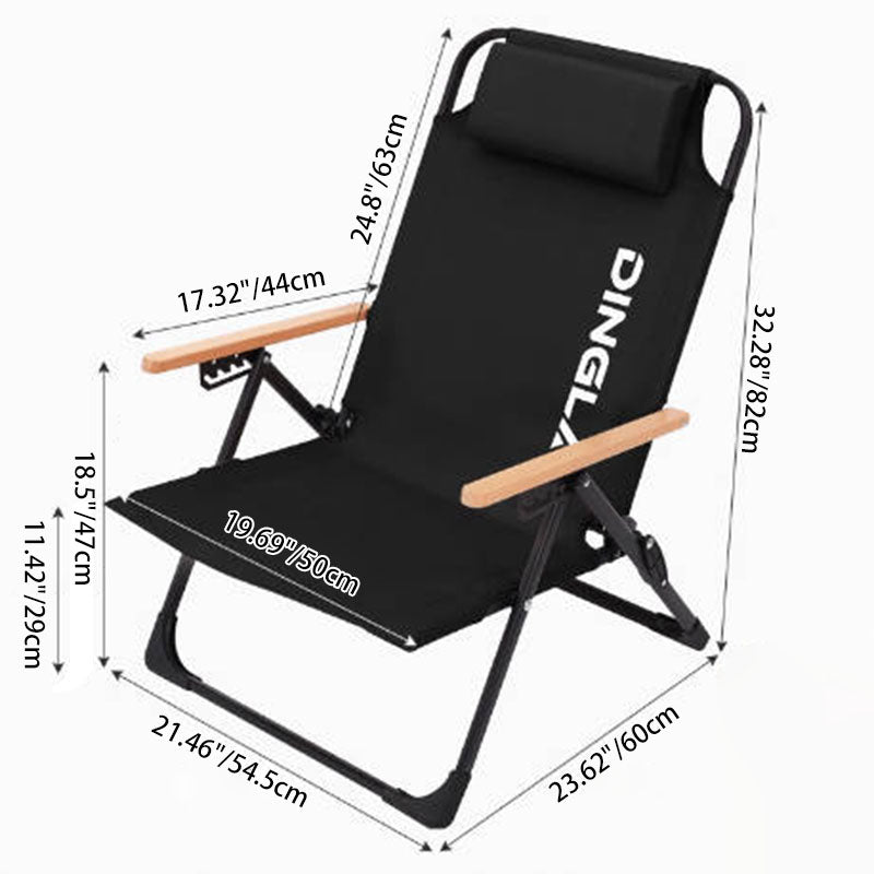 Contemporary Comfort: Double-Layer Oxford Fabric Foldable Camping Chair with Adjustable Backrest and Resin Armrest for Outdoor Patio