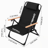 Contemporary Comfort: Double-Layer Oxford Fabric Foldable Camping Chair with Adjustable Backrest and Resin Armrest for Outdoor Patio