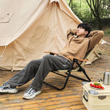 Contemporary Comfort: Double-Layer Oxford Fabric Foldable Camping Chair with Adjustable Backrest and Resin Armrest for Outdoor Patio