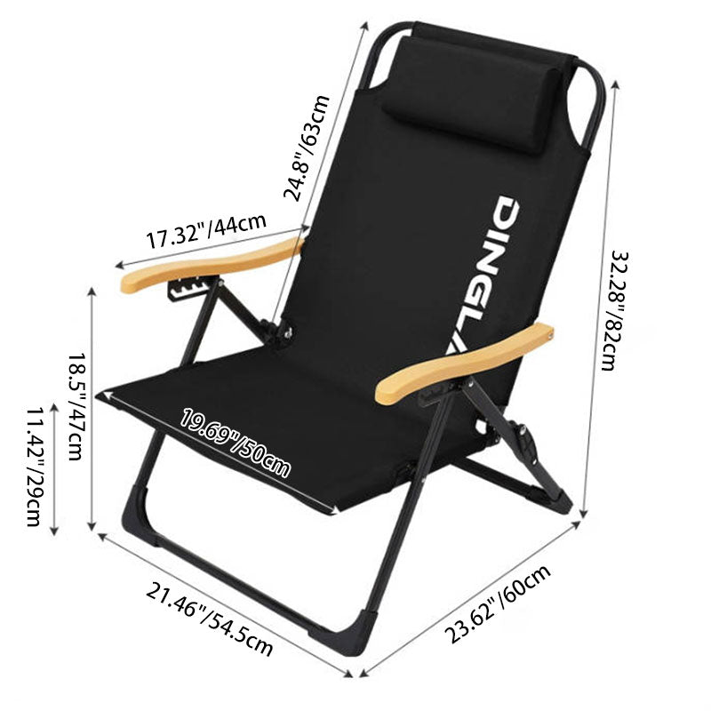 Contemporary Comfort: Double-Layer Oxford Fabric Foldable Camping Chair with Adjustable Backrest and Resin Armrest for Outdoor Patio