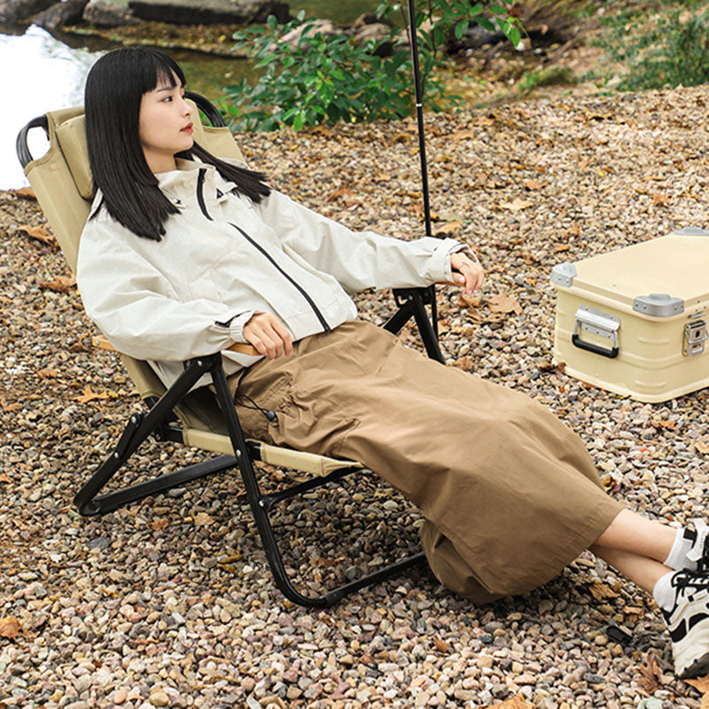 Contemporary Comfort: Double-Layer Oxford Fabric Foldable Camping Chair with Adjustable Backrest and Resin Armrest for Outdoor Patio