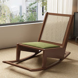 Traditional Rustic Solid Wood Frame Outdoor Patio Recliner Chair with PVC-Woven Rattan Backrest and Footrest