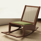 Traditional Rustic Solid Wood Frame Outdoor Patio Recliner Chair with PVC-Woven Rattan Backrest and Footrest